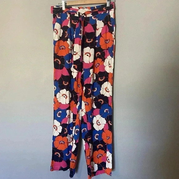 Jules & Leopold Floral Pull On Wide Leg Pants Boho Hippie 70s Size Medium New - Picture 2 of 13